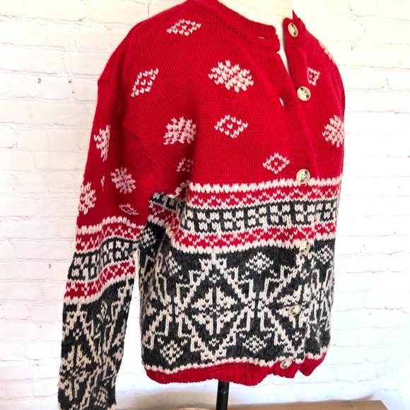 Retro Eddie Bauer Wool Alpaca Cardigan - Cozy Ski Style - Size Small Petite - Picture 8 of 9